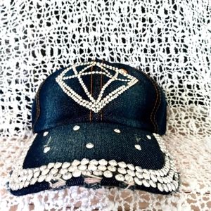 Denim and Rhinestone Hat